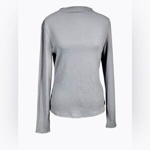 a new day Minimalist Blue Ribbed Long Sleeve Top Size Mefium